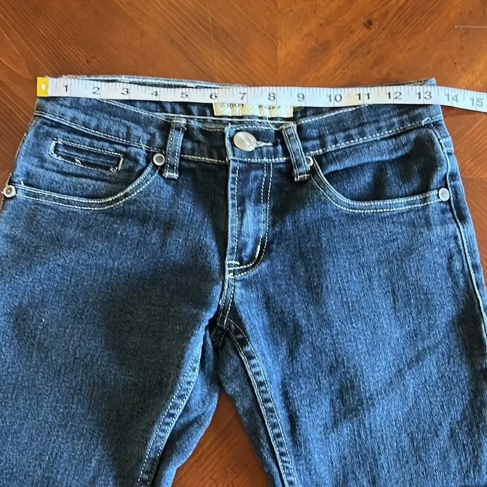 Zippy Ziggy Blue Denim Jeans Shorts Juniors Size 26 Cut offs Long Roll Up